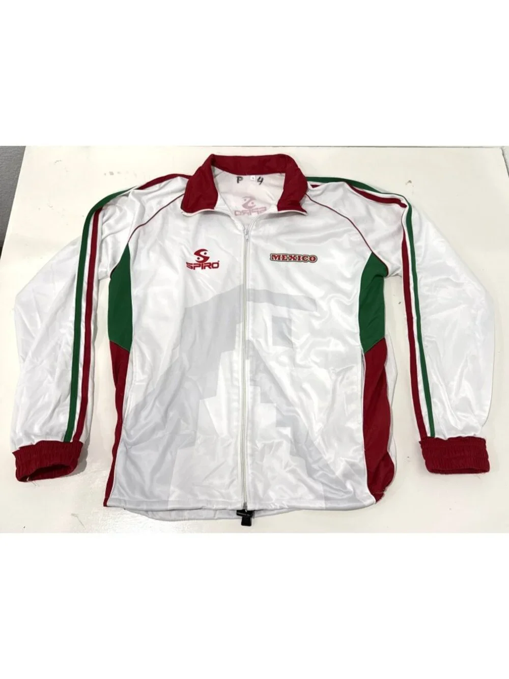Spiro Mexico Track Jacket Long Sleeve Striped White Red Green Size XL